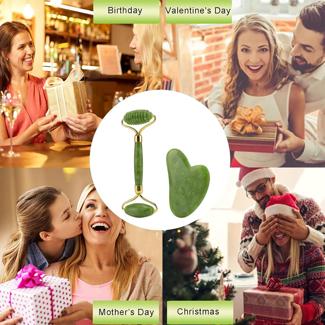 Face Massager Roller Natural Jade Stone